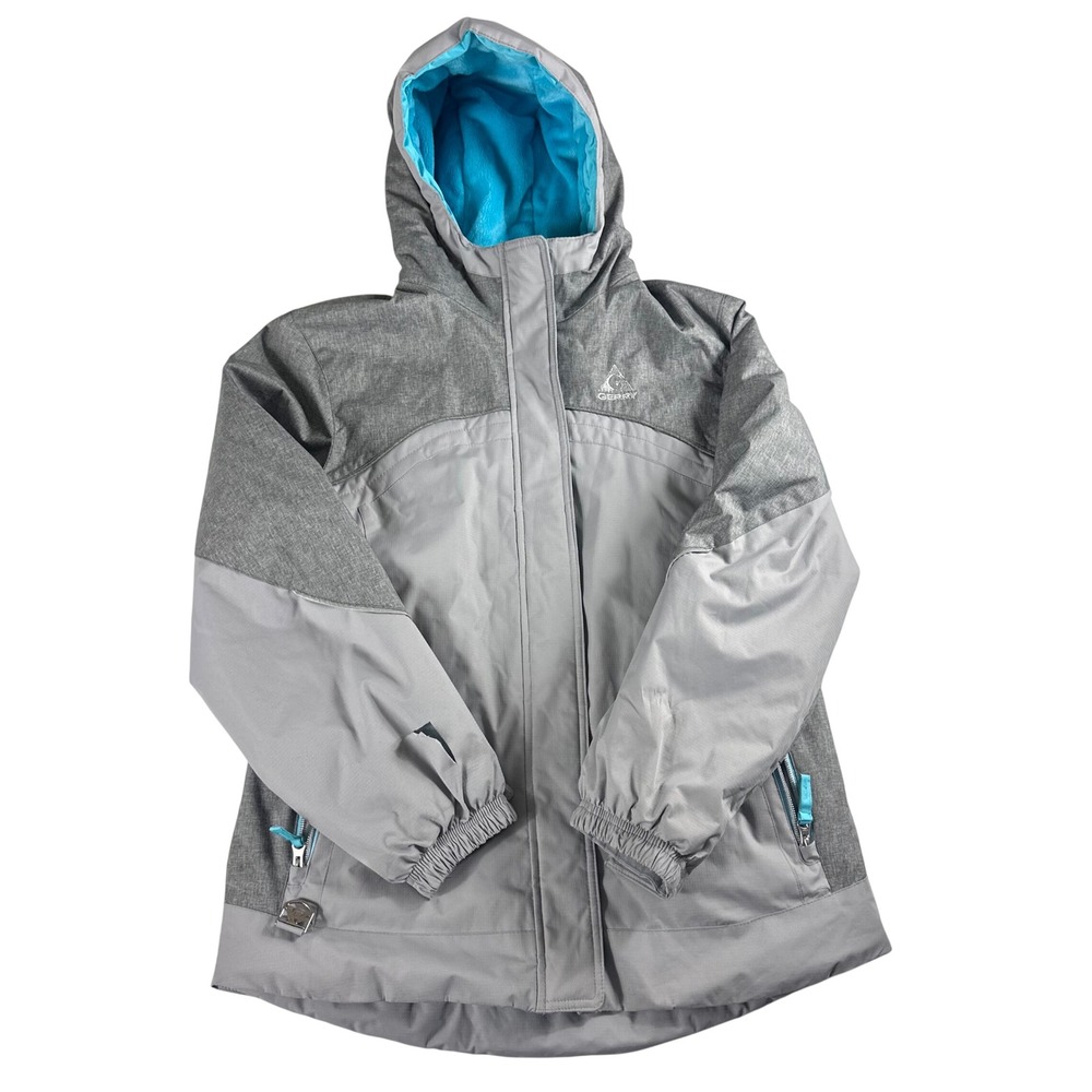 Gerry Hooded Jacket Girls L 14/16 Gray Zip Up Outdoor Winter Coat